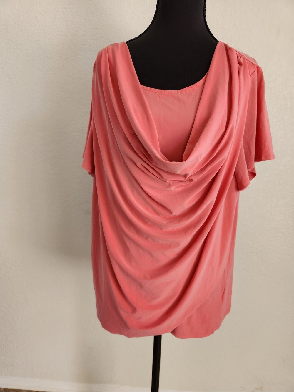 Roz & Ali Women's Plus Size 2X draped cowl neck short-sleeve top